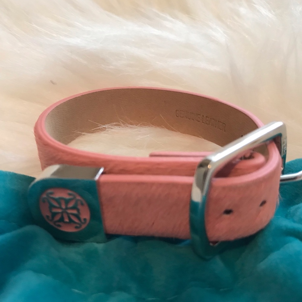 Rustic Cuff || Pink Faux Fur Bracelet with Buckle